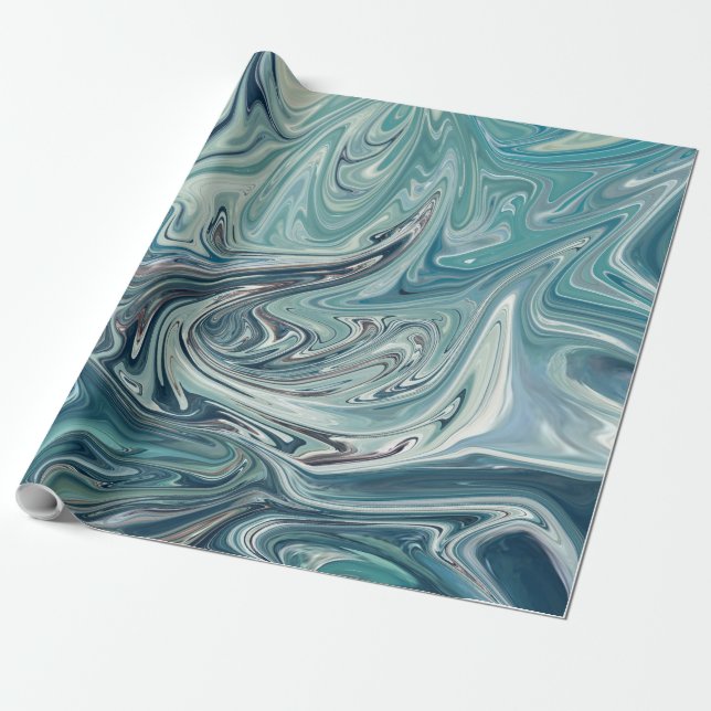Papier Cadeau Peinture abstraite de la mer bleue (Déroulé)