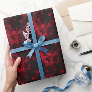 Papier Cadeau Peinture Abstraite Noir & Rouge 