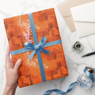 Papier Cadeau Peinture Abstraite Orange 