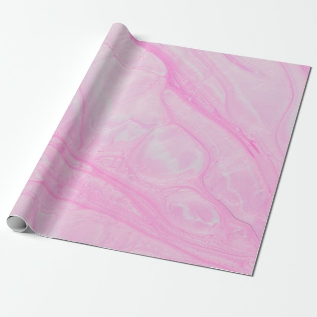 Papier Cadeau Peinture abstraite rose et blanche (Déroulé)