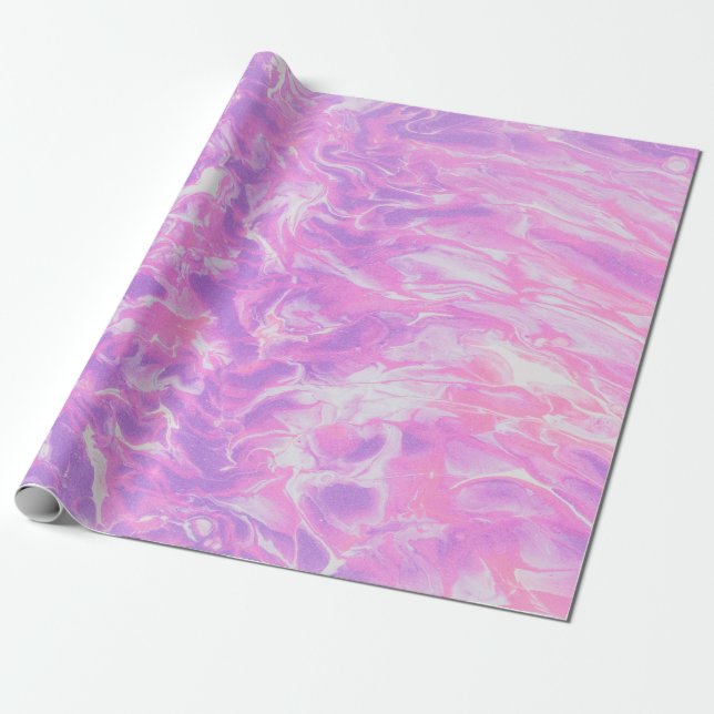 PAPIER CADEAU PEINTURE ABSTRAITE VERTE ET BLEUE (Déroulé)