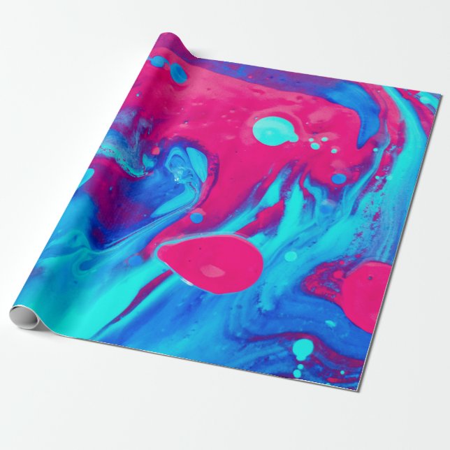 Papier Cadeau Peinture abstraite violette et bleue (Déroulé)