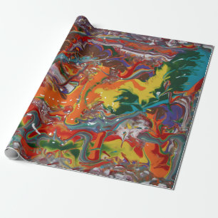 Papier Cadeau Peinture artistique à écoulement de couleurs arc-e