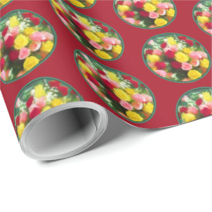Papier Cadeau Peinture Bouquet Rose - Jolie Art Fleur Originale