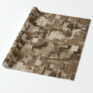 Papier Cadeau Peinture cubiste moderne marron beige esthétique e
