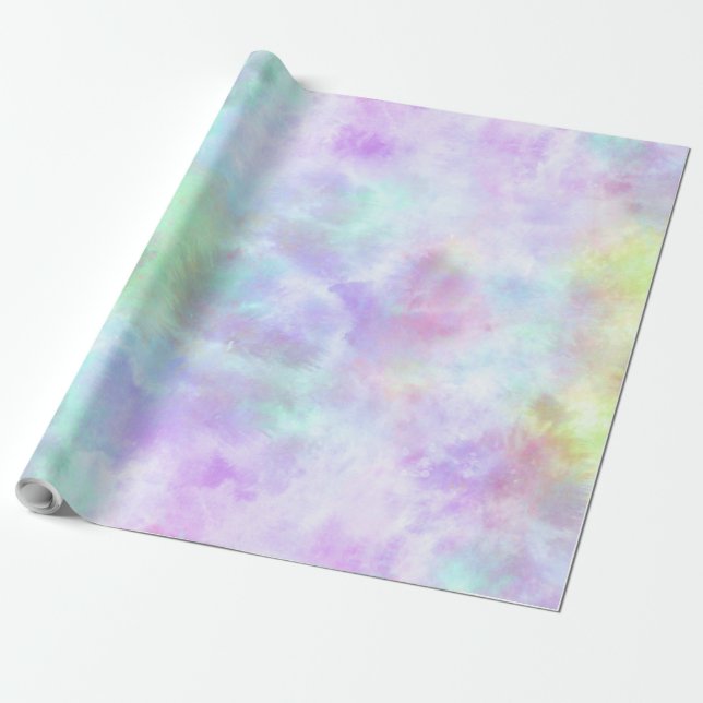 Papier Cadeau Peinture d'aquarelle Pastel Rainbow Cravate-Dye (Déroulé)