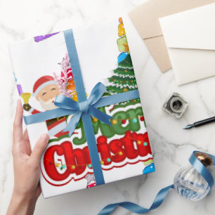 Papier Cadeau Peinture d'arbre de Noël moderne colorée