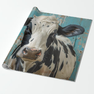 Papier Cadeau Peinture de la ferme de vache laitière de mignonne
