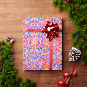 Papier Cadeau Peinture de lignes abstraites colorées mignonnes