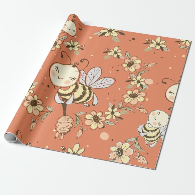 Papier Cadeau Peinture des abeilles (Déroulé)