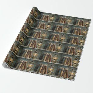 Papier Cadeau Peinture d'une pile de livres anciens bibliothèque