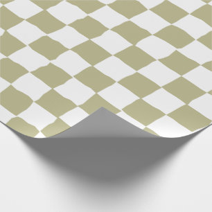 Papier Cadeau Peinture en damier blanc élégant et vert Sage