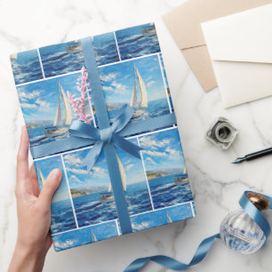 Papier Cadeau Peinture en impasto de voilier 