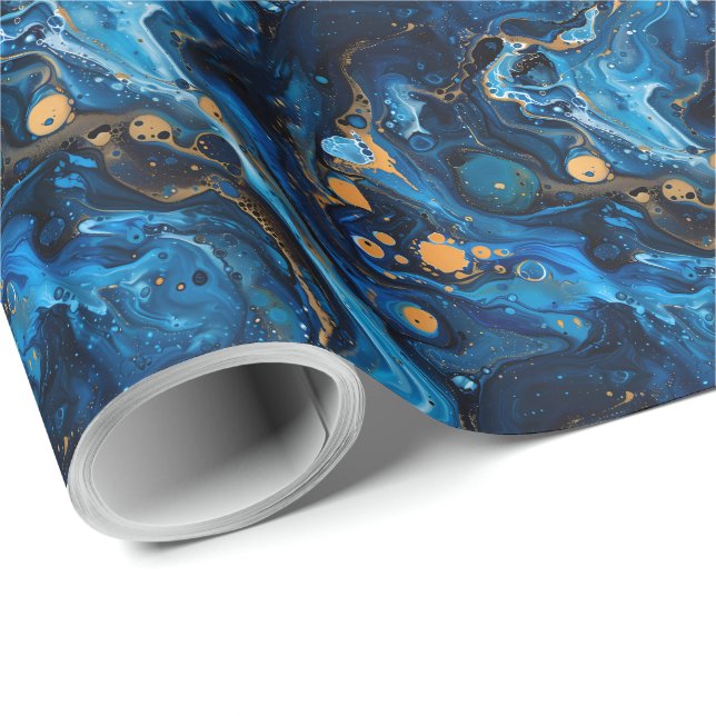 Papier Cadeau Peinture en marbre bleu pour la texture du bijou (Coin rond)