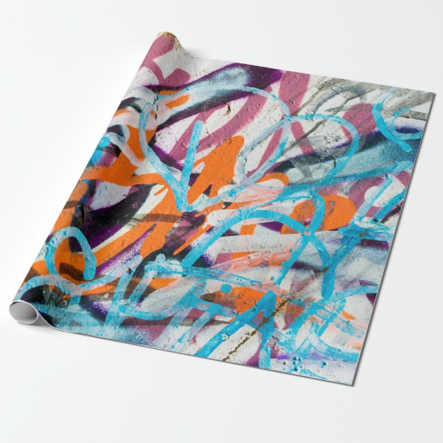 Papier Cadeau Peinture endommagée en béton, patinée, murale usée (Déroulé)