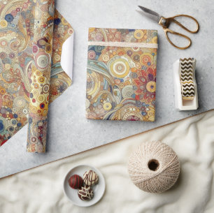 Papier Cadeau Peinture florale d'art fin de style Art nouveau an