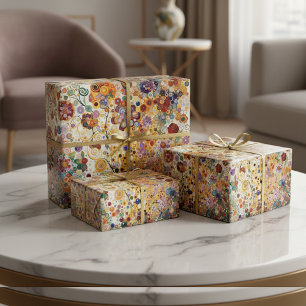 Papier Cadeau Peinture florale d'art fin de style Art nouveau an