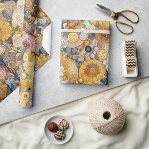 Papier Cadeau Peinture florale d'art fin de style Art Nouveau an