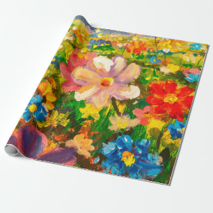 Papier Cadeau Peinture Glade de grands flowe fleur sauvage color