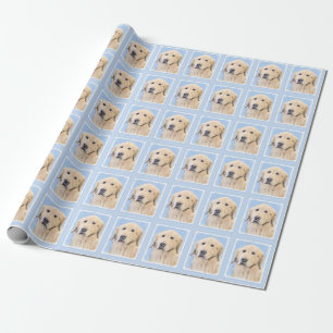 Papier Cadeau Peinture Golden Retriever - Joli art original chie
