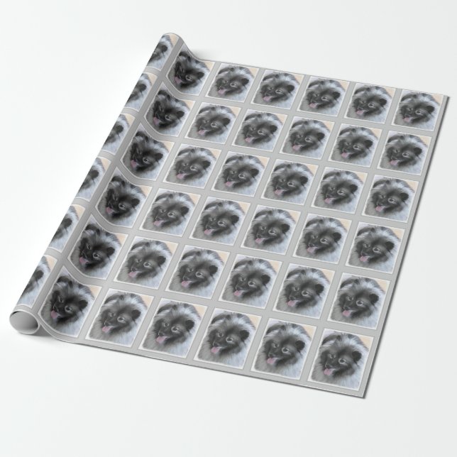 Papier Cadeau Peinture Keeshond Bailey - Cute Original Chien Art (Déroulé)