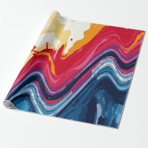 Papier Cadeau Peinture multicolore motif zig-zag en spirale – Am