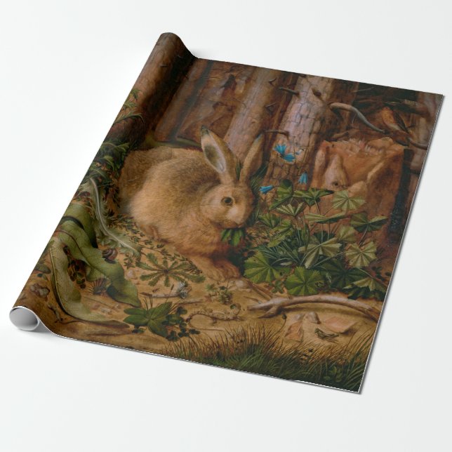 Papier Cadeau Peinture naturelle de la forêt de lièvres Hoffmann (Déroulé)