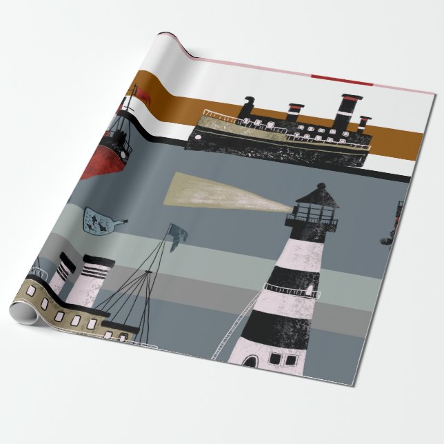 Papier Cadeau Peinture numérique à la main dessin mignon crayon  (Déroulé)