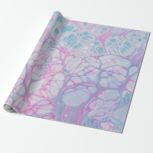 PAPIER CADEAU PEINTURE ROSE ET ABSTRAITE TURQUOISE