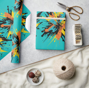 Papier Cadeau Peinture turquoise bleue Cool Paintball Blast Tach
