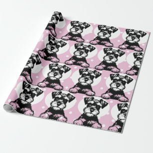 Papier Cadeau Pékin Thème rose Terrier