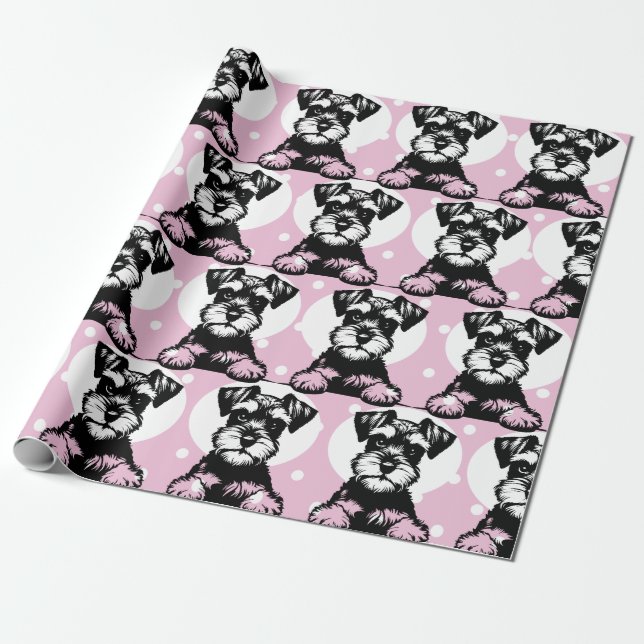 Papier Cadeau Pékin Thème rose Terrier (Déroulé)