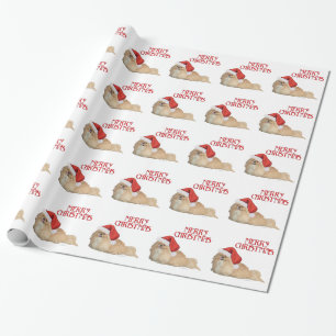 Papier Cadeau Pékinois Père Noël
