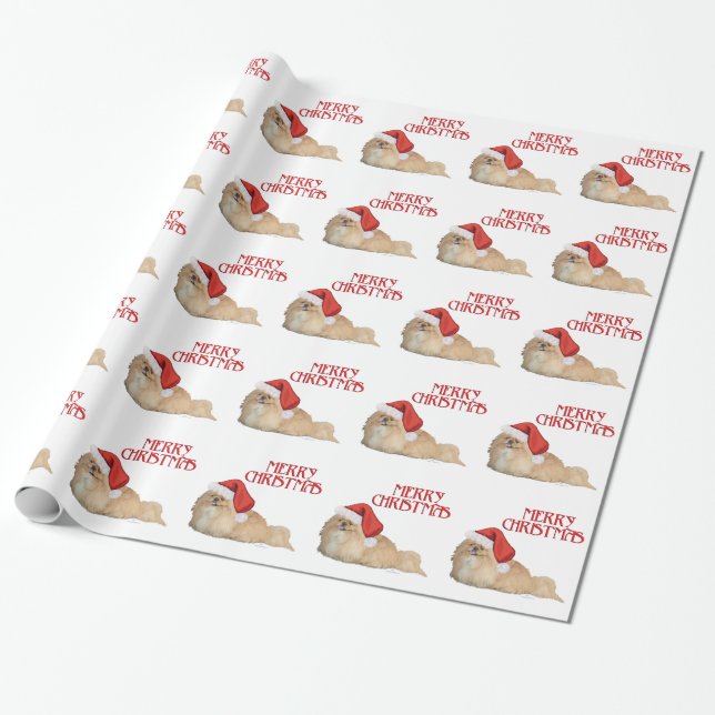 Papier Cadeau Pékinois Père Noël (Déroulé)