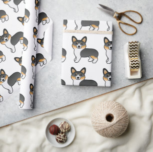 Papier Cadeau Pembroke Welsh Corgi tricolore Chien de dessin ani