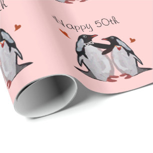 Papier Cadeau Penguin Love 50e anniversaire