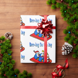 Papier Cadeau Penguins Dormir Hiver Vacances Scène