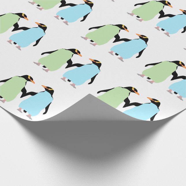 Papier Cadeau Penguins gay pride tenant les mains (Coin)