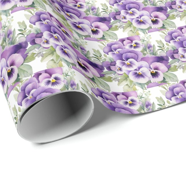 Papier Cadeau Pensées violettes Pensée (Coin rond)
