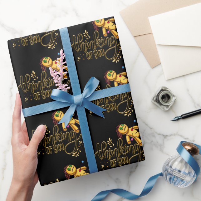 Papier Cadeau Penser à vous drôle Halloween Poupée vaudou (Cadeaux)