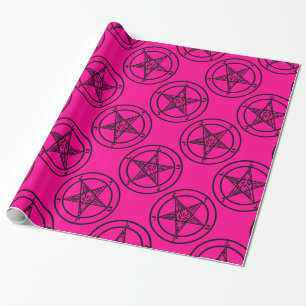 Papier Cadeau pentagramme baphomet rose halloween