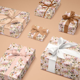 Papier Cadeau Peony Anemone Hellebore Eucalyptus Russe Peach