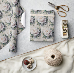 Papier Cadeau Peony blanc Impasto Art