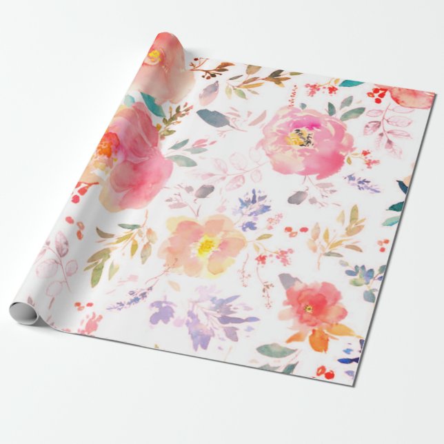 Papier Cadeau Peony floral rose Motif Antique Mariages (Déroulé)