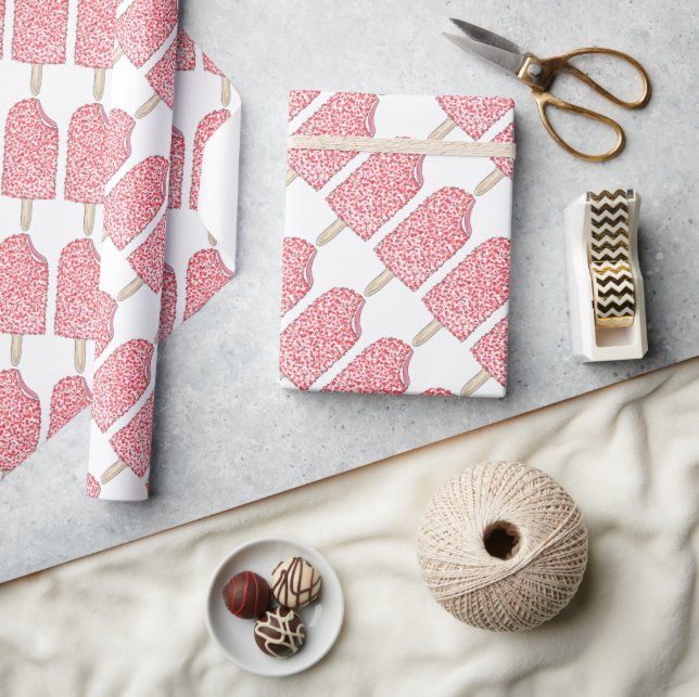 Papier Cadeau Pépée de fraise rose Crème de glace Popsicle Lolly (Artisanat)