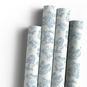 Papier Cadeau Pépinière Vintage Blue Toile de Jouy