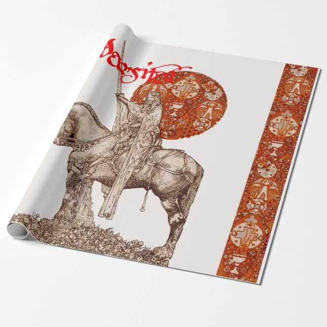 Papier Cadeau PERCEVAL LEGEND /QUEST DU SAINT-GRAIL Rouge Blanc (Déroulé)