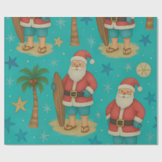 Papier Cadeau Père Noël au bord de la mer