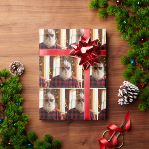 Papier Cadeau Père Noël avec barbe sous des lunettes de soleil