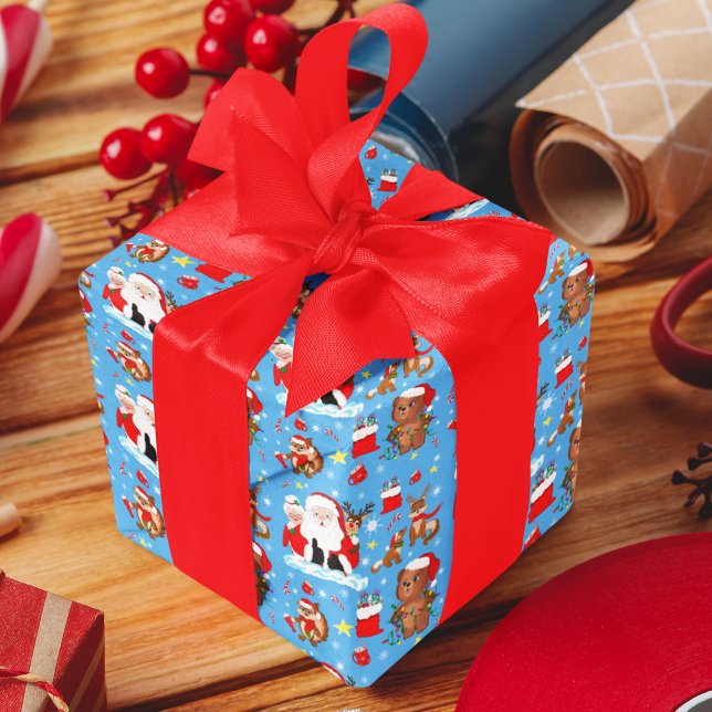 Papier Cadeau Père Noël Avec Des Animaux Forestiers (Créateur téléchargé)